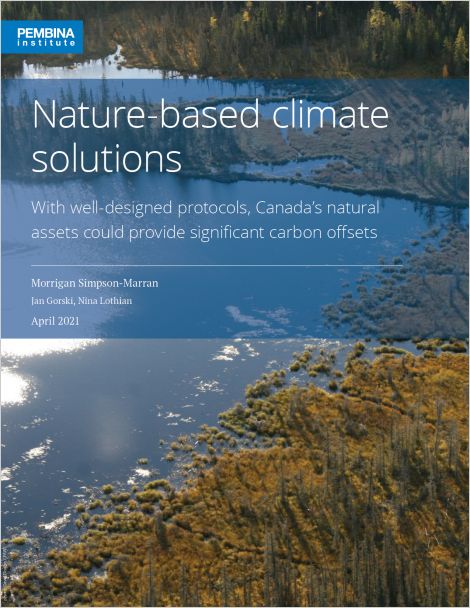 Cover to Nature-based climate solutions with River in boreal forest, autumn
