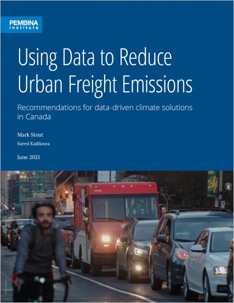 cover of Using Data to Reduce Urban Freight Emissions with traffic in Toronto incuding mail truck and cyclist