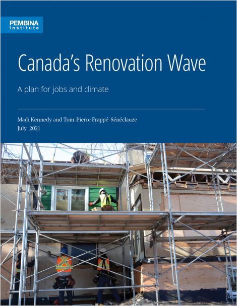 cover for Canada's renovation wave with workers renovating older building