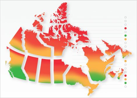 Canada map with climate indicators