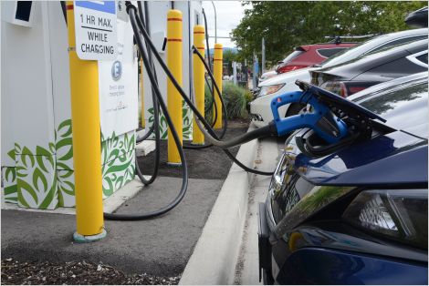 Electric vehicles at charging station