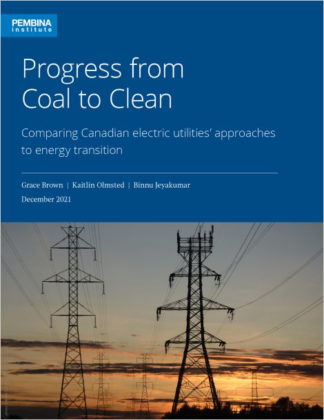 cover of Progress from Coal to Clean showing electricity lines at sunset