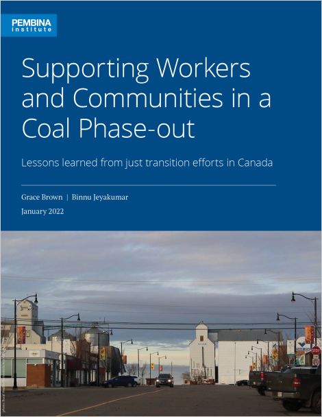 Cover of Supporting Workers and Communities with a photo of a Canadian small town