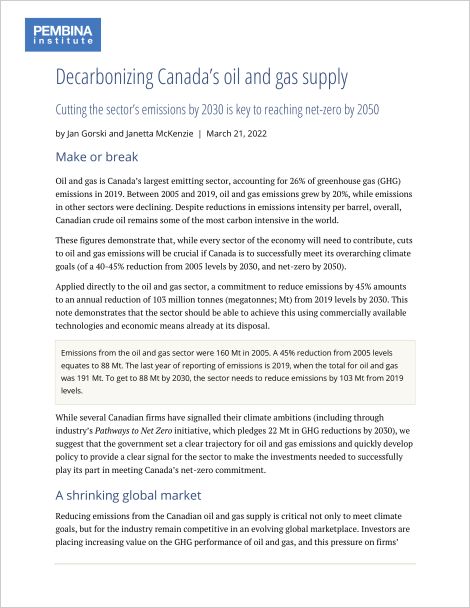 cover of Decarbonizing Canada’s oil and gas supply