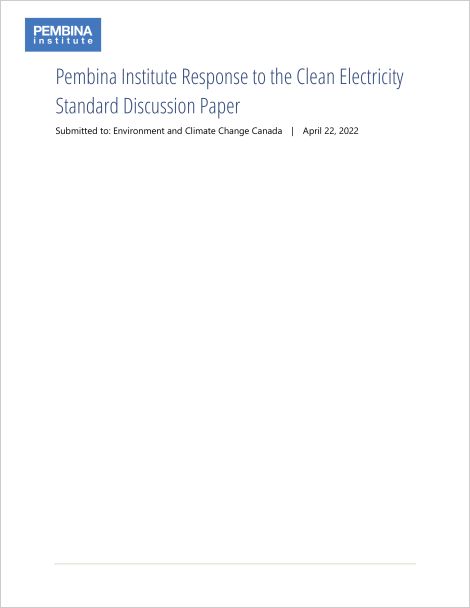 Cover page on response to Clean Electricity Standard