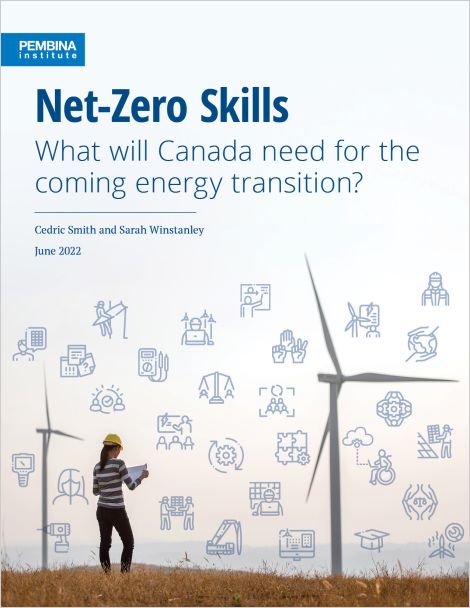 Net-zero skills cover - female engineer with wind turbines
