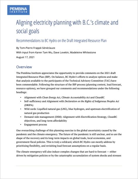 Cover of BC Hydro submission