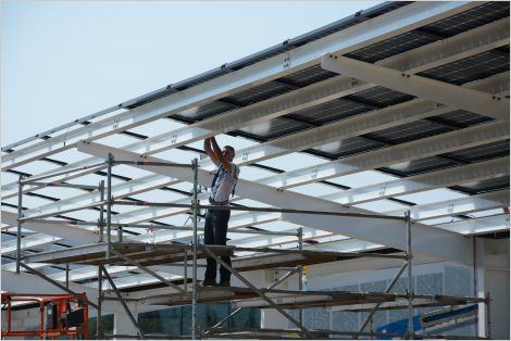 Solar installation at parking lot