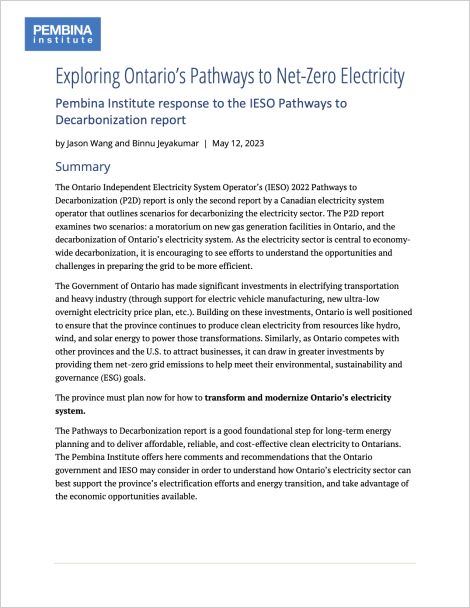 Cover of Exploring Ontario’s Pathways to Net-Zero Electricity