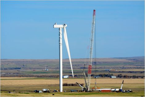 Construction of wind turbine in Alberta