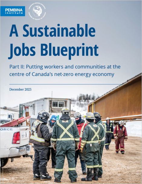 Cover of Sustainable Jobs Blueprint with workers at outdoor job site in winter