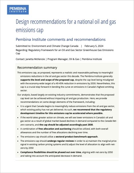 Cover of design recommendations for a national oil and gas emissions cap