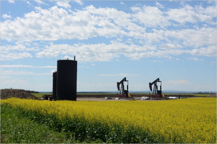 Oil and gas infrastructure on rural Alberta agricultural land