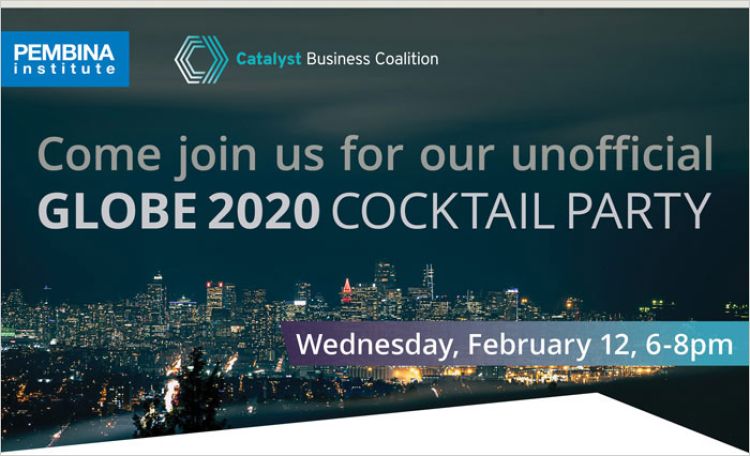 banner for cocktail party with night skyline of Vancouver