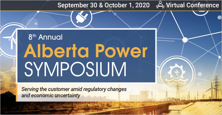 banner for Alberta Power Symposium with wind farm