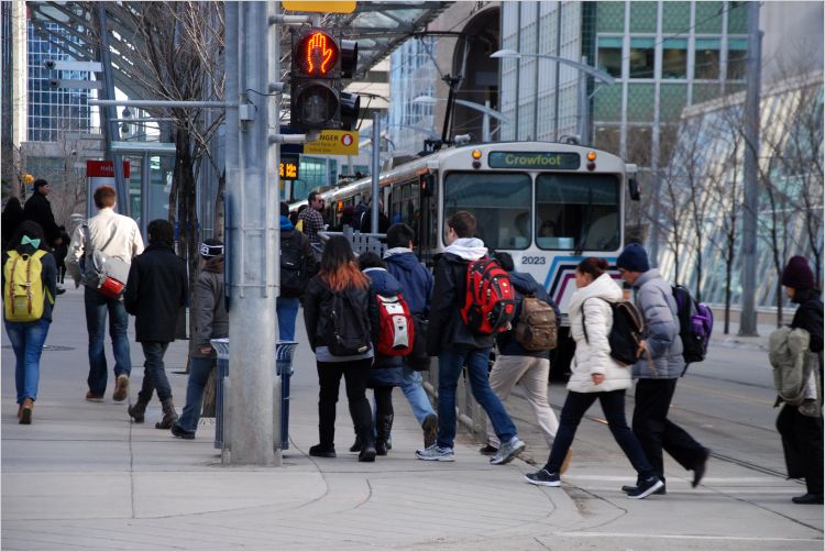 People in downtown Calgary