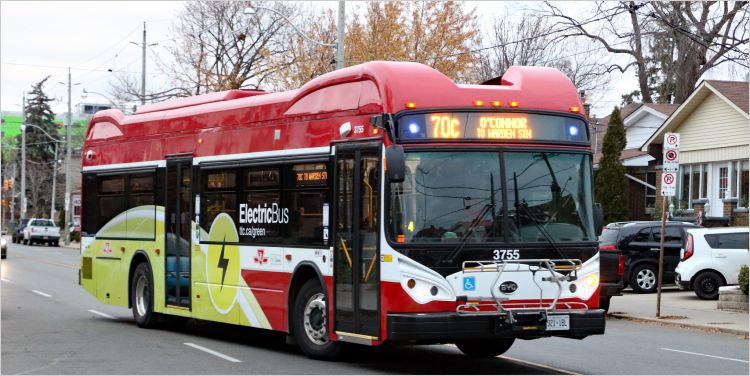 Electric bus on the street