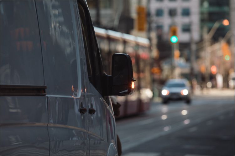 Delivery truck downtown