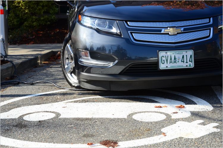 Electric car and parking spot