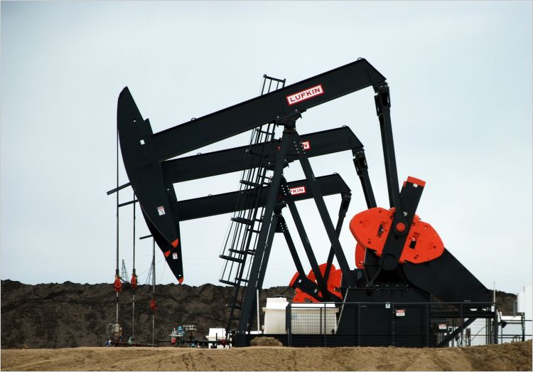 Pumpjacks on oil well site