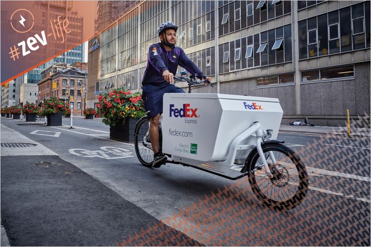 Fedex cargo e-bike in Toronto bike lane