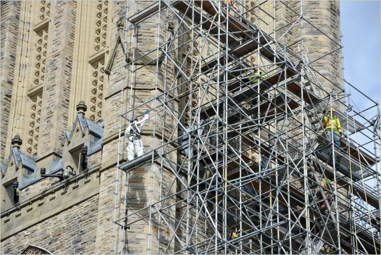 Construction workers on Parliament Hill