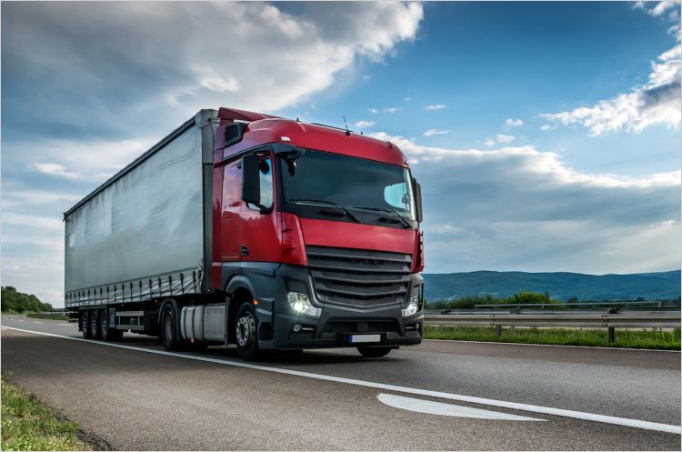 Electric truck on the road