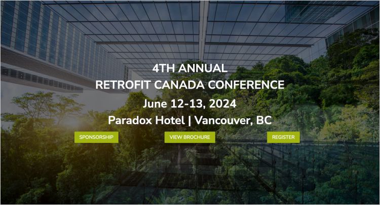 Retrofit Canada Conference banner with buildings and trees