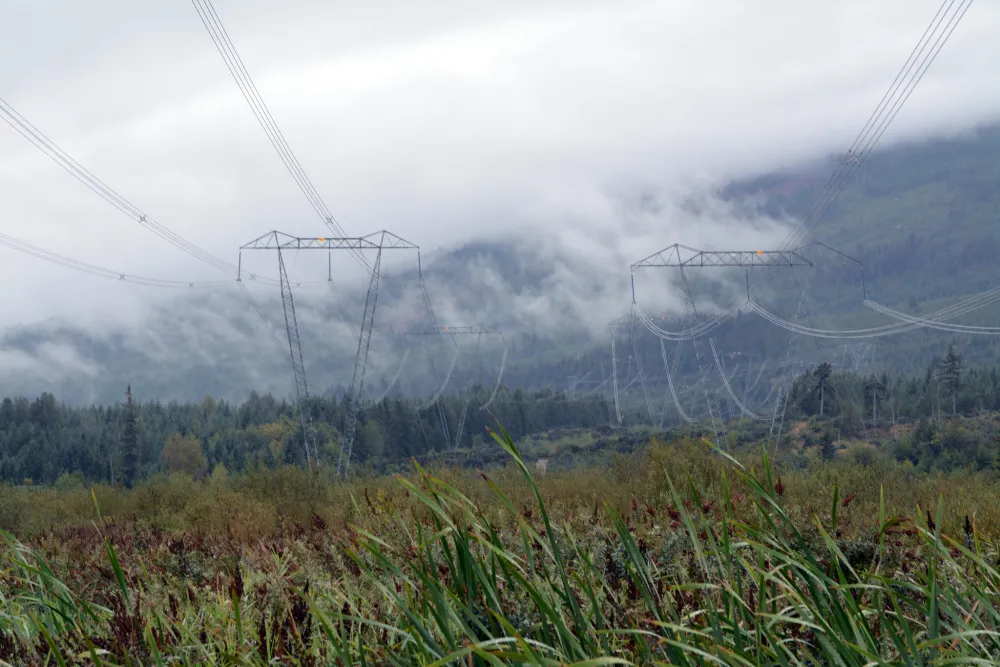 electricity transmission in rainy valley on vancouver island bc