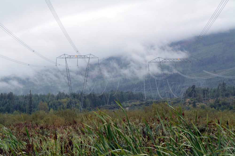 electricity transmission in rainy valley on vancouver island bc