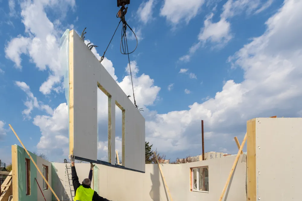 Construction of new and modern modular house 