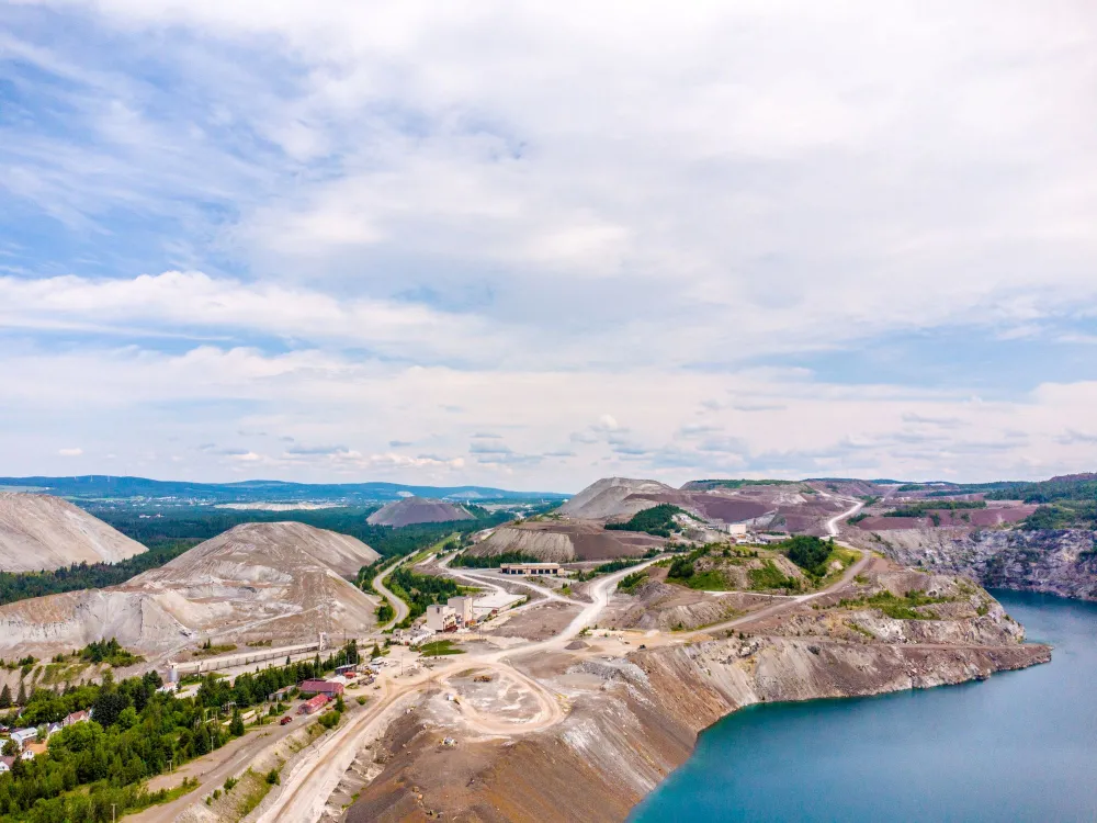 An eerial view of quarry during a summer day