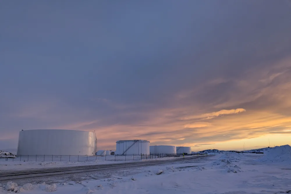Iqaluit-sun over diesel tanks