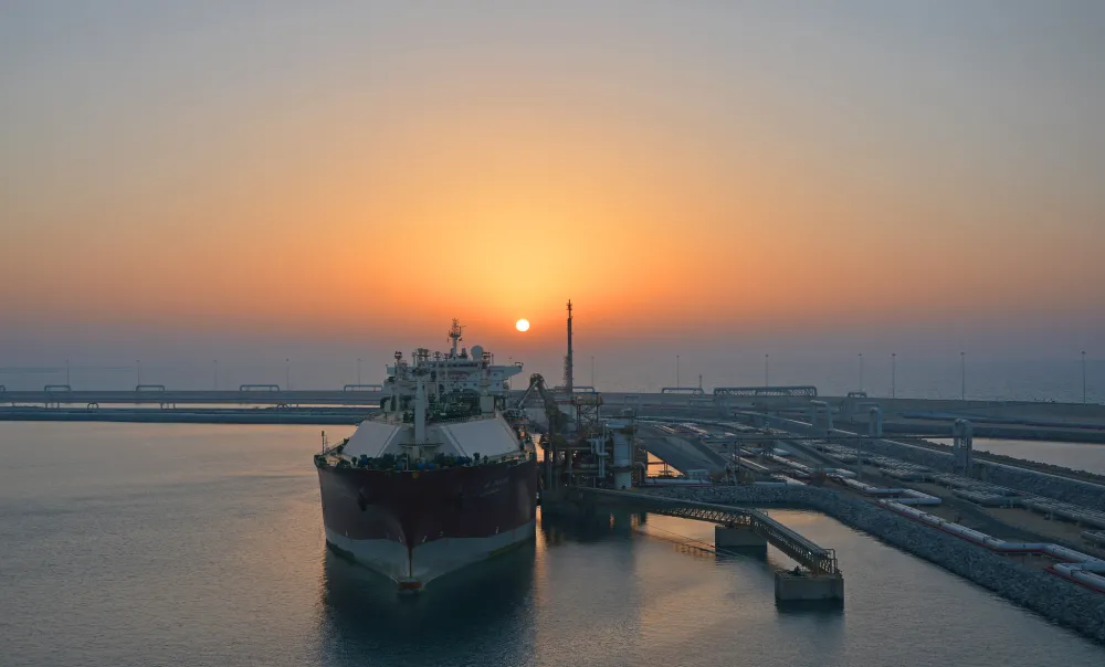 An LNG carrier loads at Ras Laffan in Qatar.