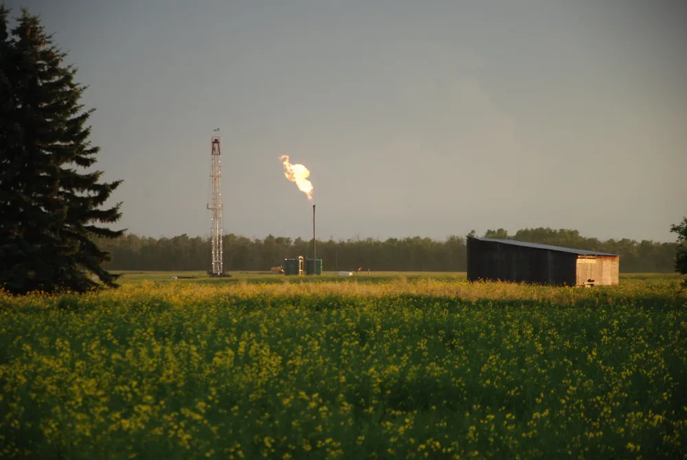 Gas flaring in an Alberta field