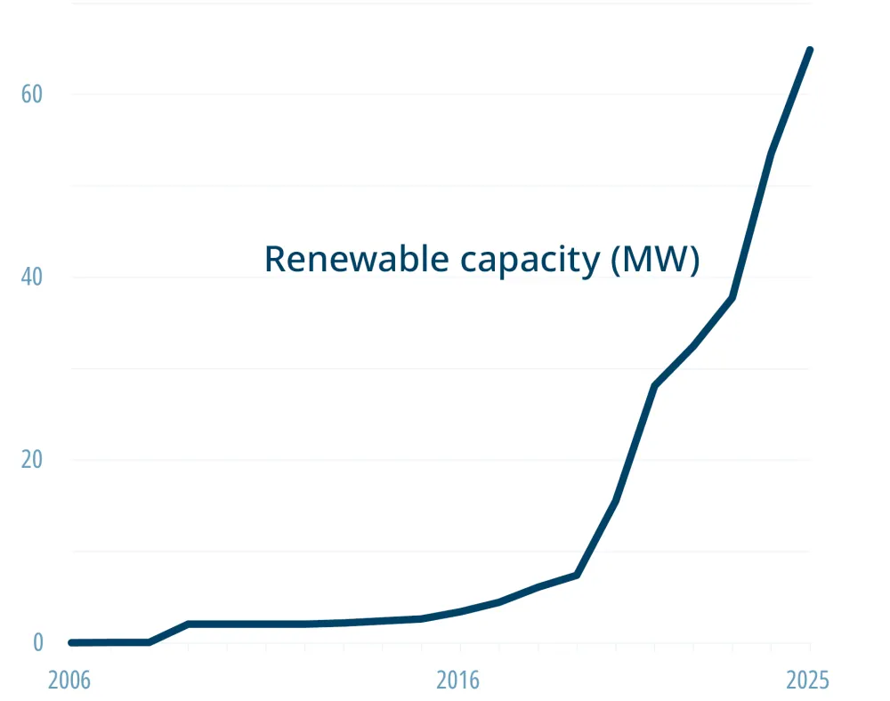 renewable energy capacity since 2006
