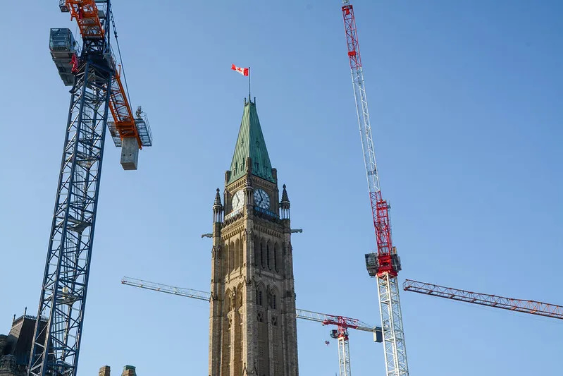Construction cranes on Parliament Hill