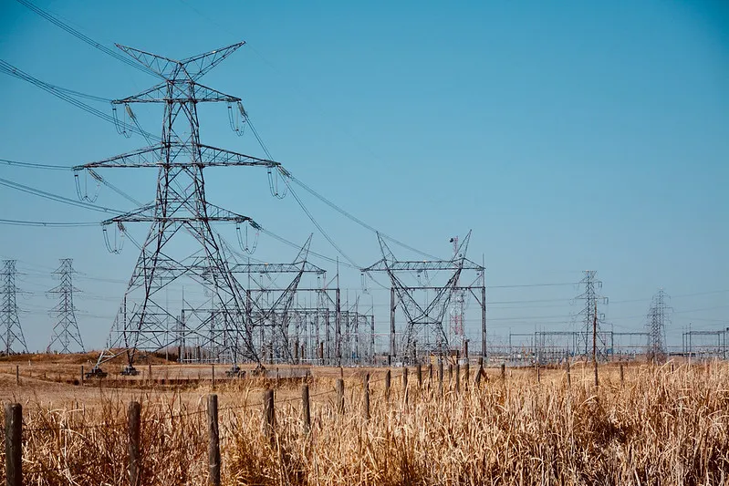 Electricity transmission lines near Edmonton