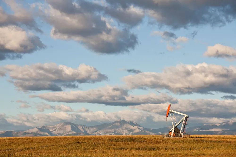 A pumpjack on the prairies in Alberta