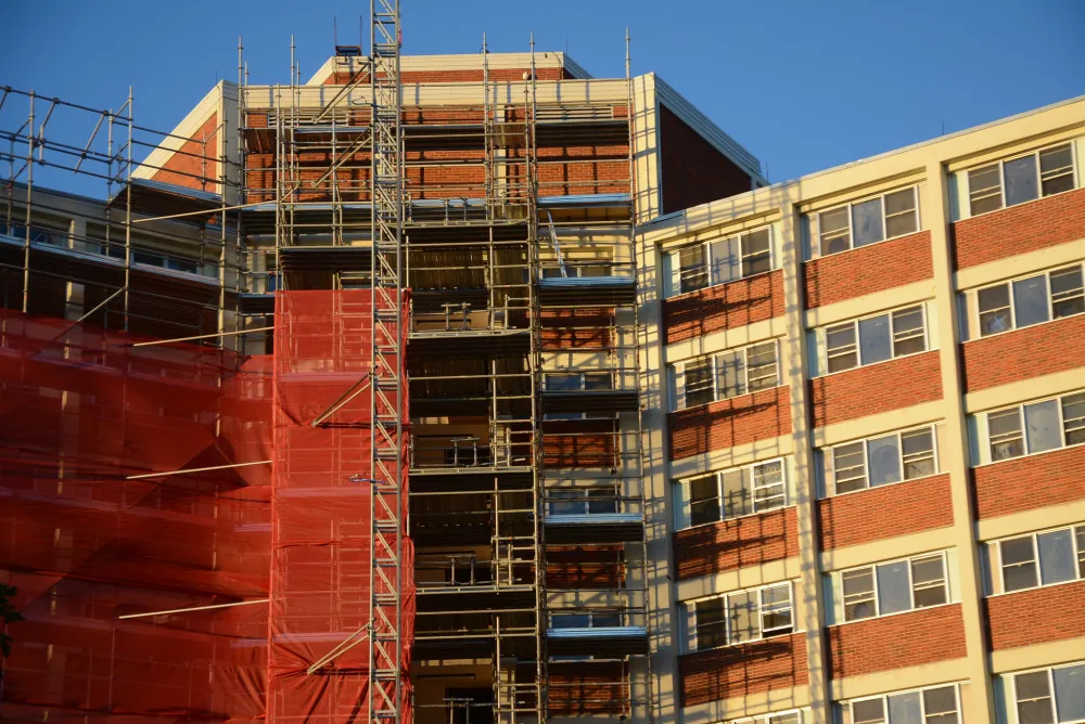 Exterior retrofit of a multi-unit residential building 