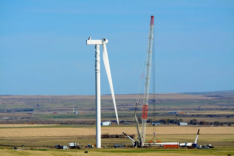 Construction of wind turbine in Alberta