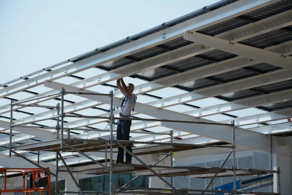 Solar installation at parking lot