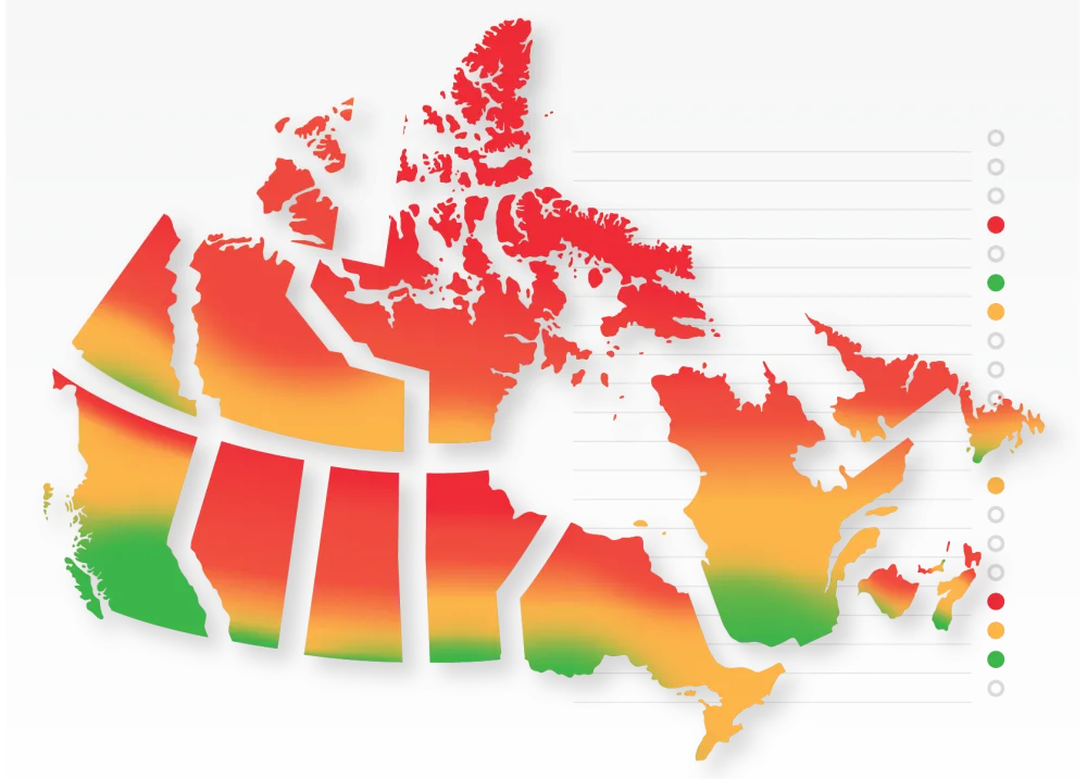 Canada map with climate indicators