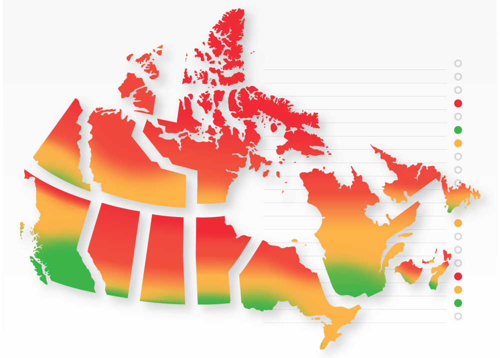 Canada map with climate indicators