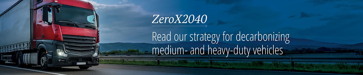 ZeroX2040 report banner with truck on highway
