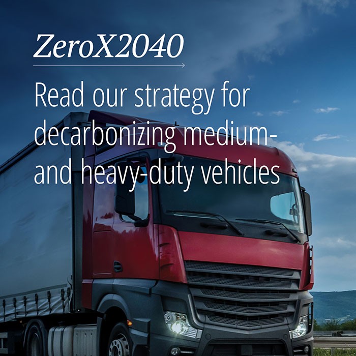 ZeroX2040 report banner with truck on highway