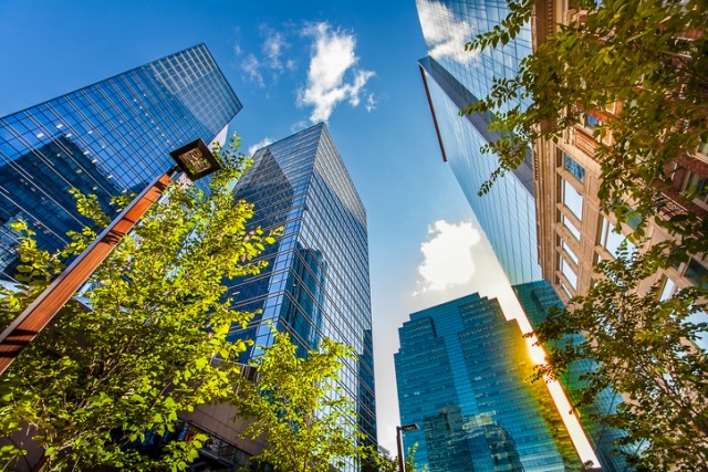 angled shot of buildings