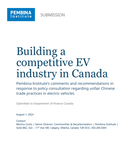 Cover of Finance Canada submission