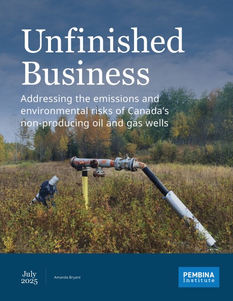 The front cover of the report, featuring a picture of an old, rusty oil well in a field close to Nordegg,Alberta