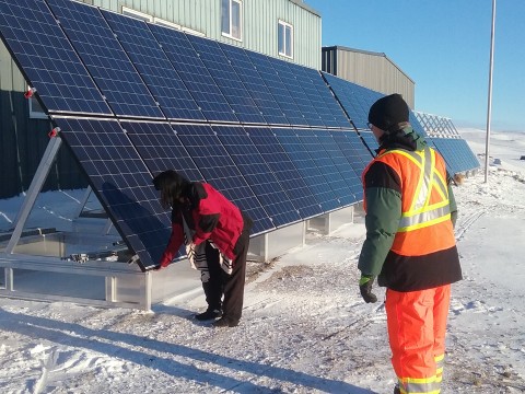 Solar panel installation, Sachs Harbour, Northwest Territories